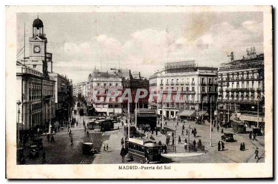 CPA Espagne Spain Espana Madrid Puerta del sol