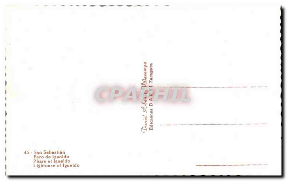 CPA Espagne Spain Espana San Sebastian Faro de Igueldo — Back