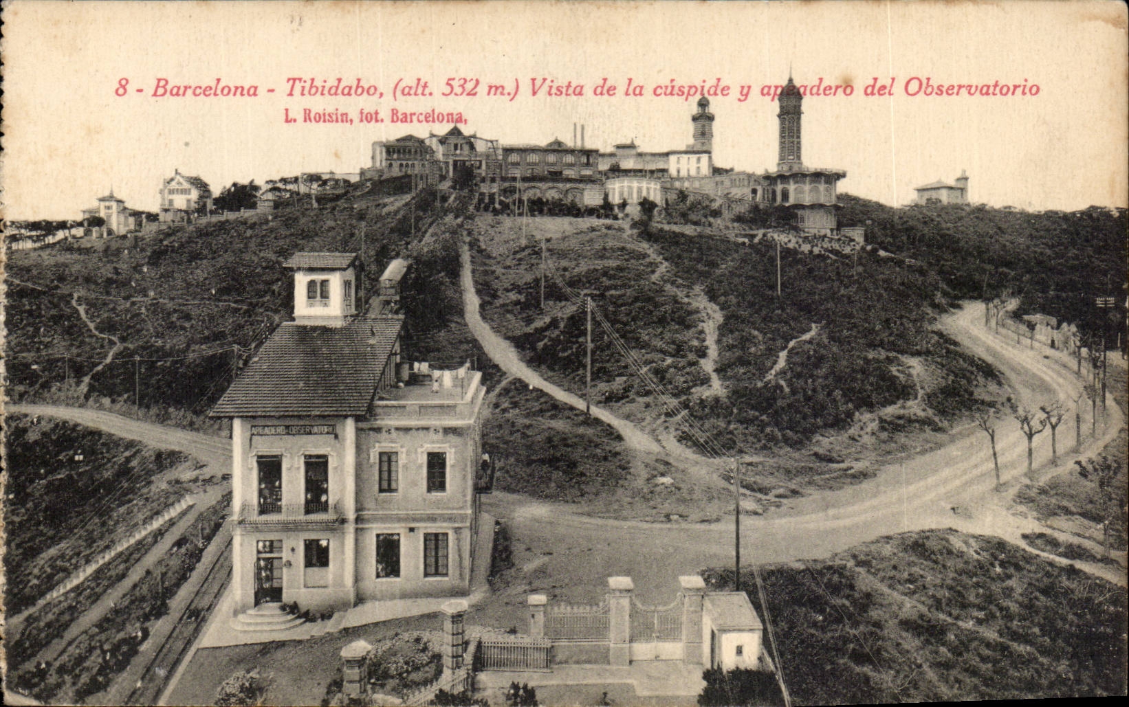 CPA Espagne Spain Espana Barcelona Tibidabo Vista de la cuspide y apradero del observatorio