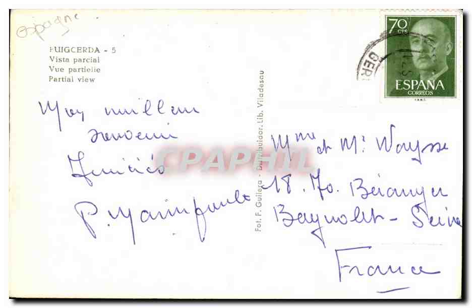 CPA Espagne Spain Espana Fuigcerda Vista parcial — Back
