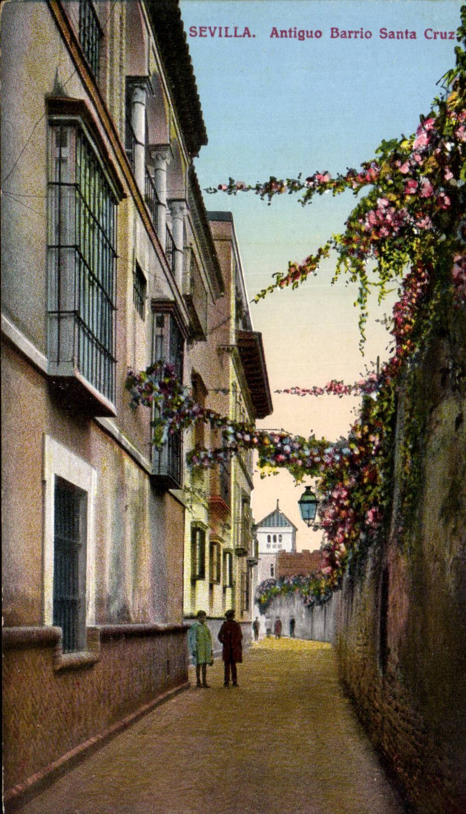 CPA Espagne Spain Espana Sevilla Antiguo Barrio Santa Cruz