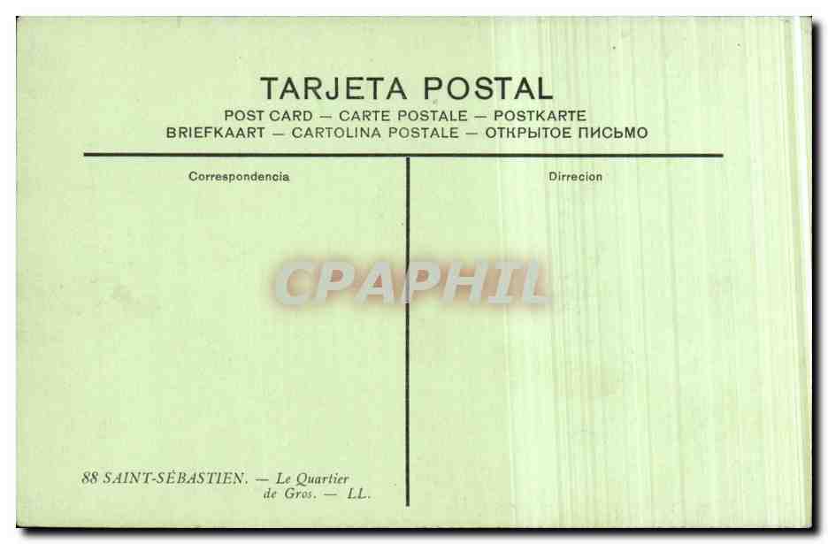 CPA Espagne Spain Espana San Sebastian Barrio de Gros — Rückseite