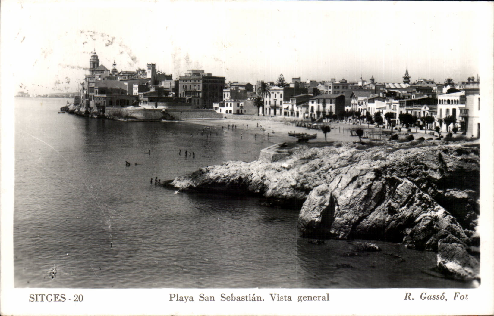 CPA Espagne Spain Espana Sitges Playa San Sebastian Vista general