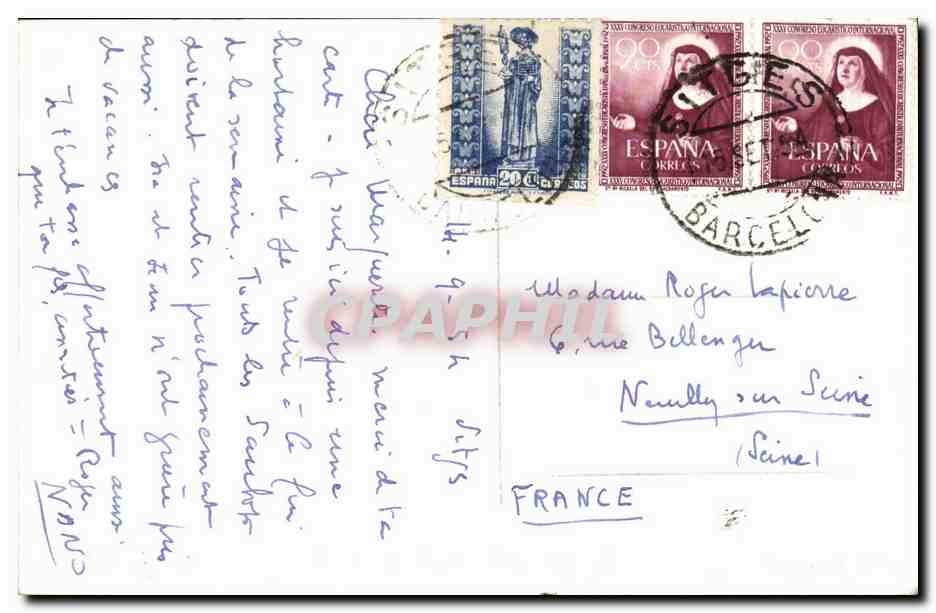 CPA Espagne Spain Espana Sitges Playa San Sebastian Vista general — Verso