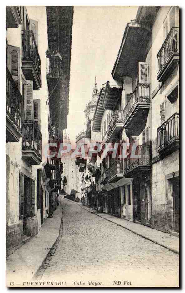 CPA Espagne Spain Espana Fuenterrabia Calle Mayor