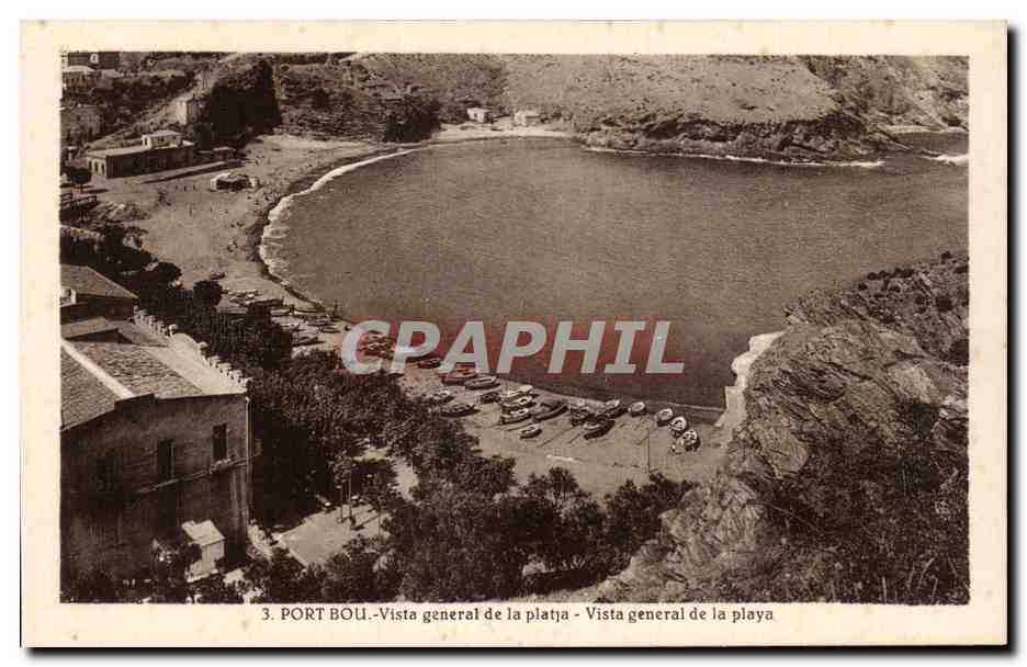 CPA Espagne Spain Espana Port Bou Vista general de la platja