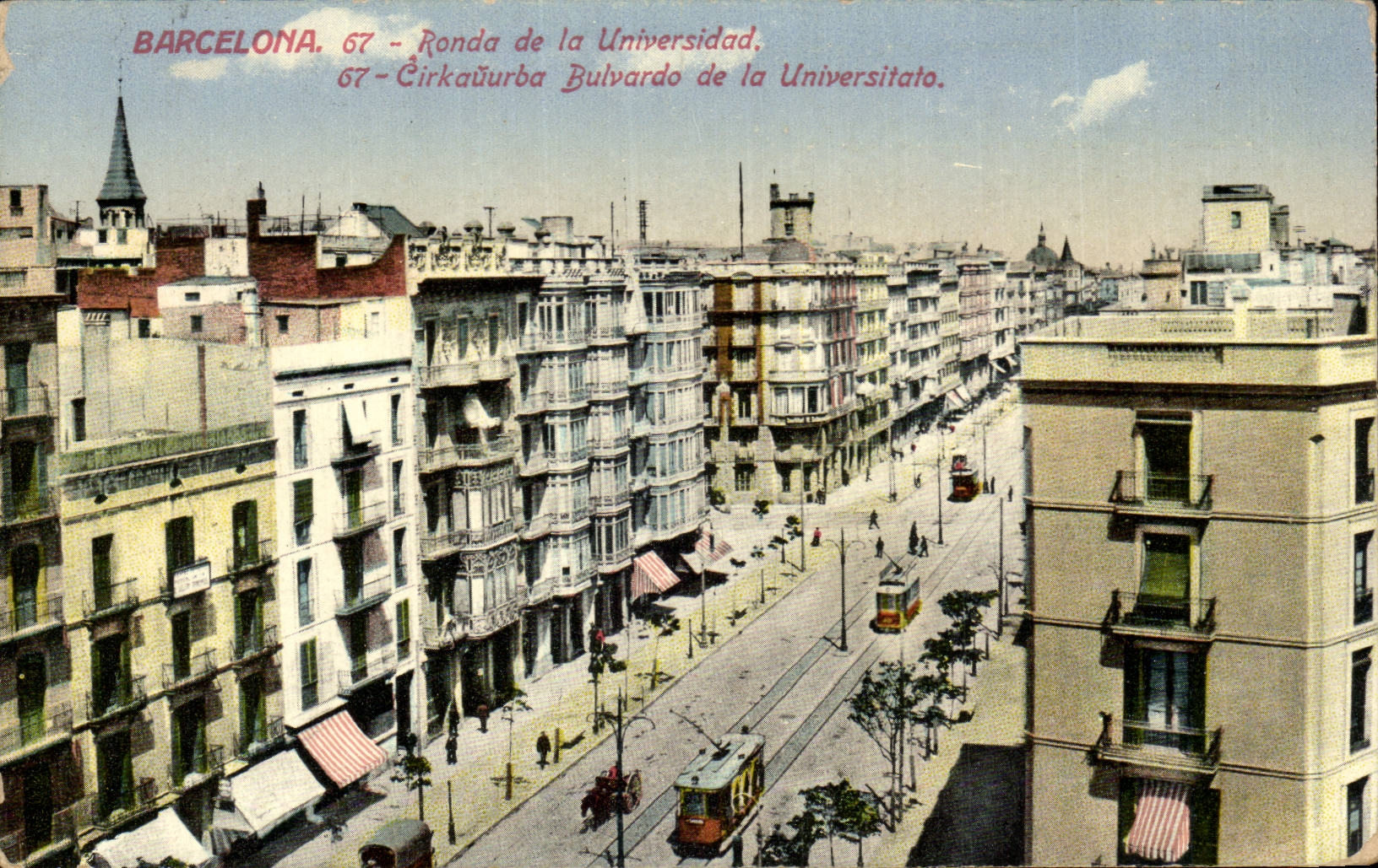 CPA Espagne Spain Espana Barcelona Ronda de la Universidad