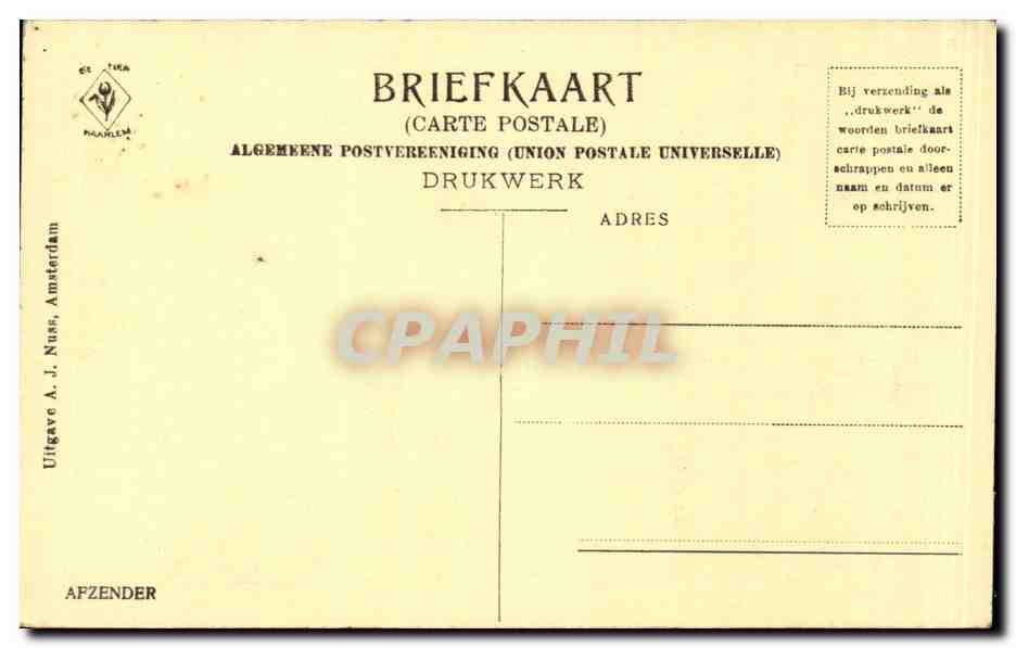 Nederland - Holland - Pays Bas - Amsterdam - St Nicolaaskerk - CPA  — Rückseite