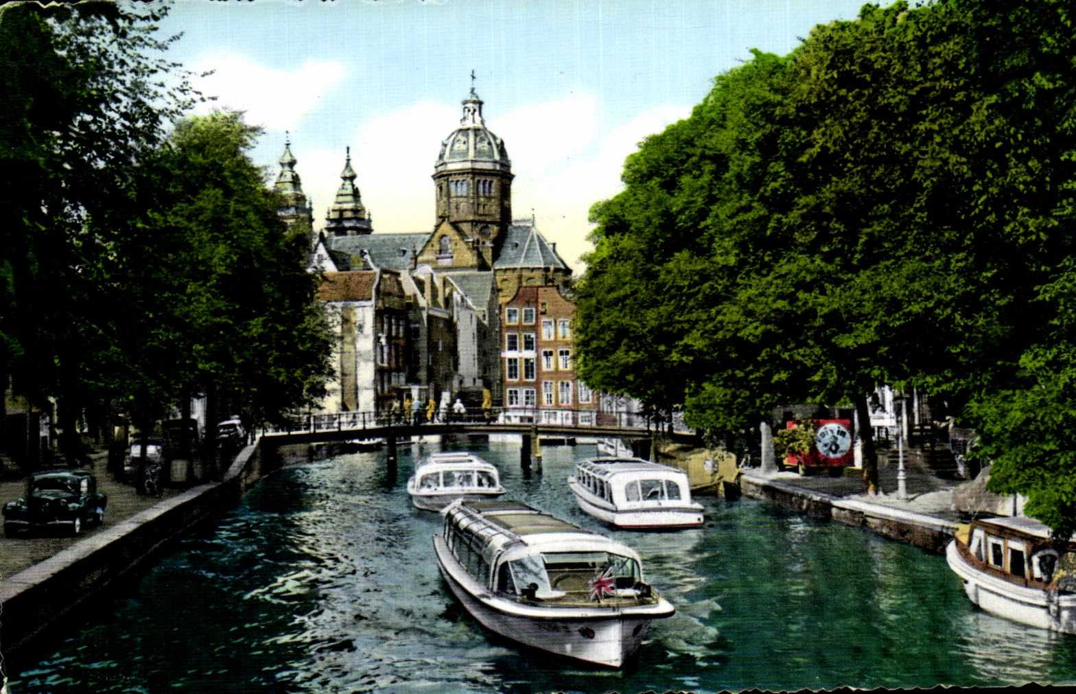 Amsterdam-Gracht — Ansicht mit Kirche und Booten — Verlag Supercolor, n° 6