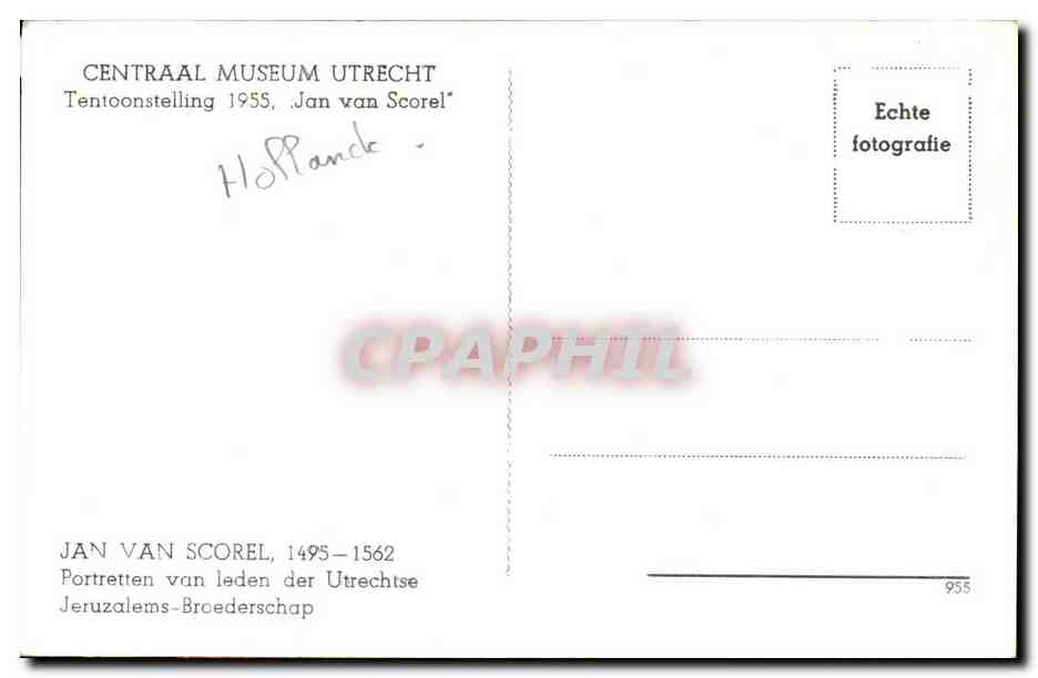 CPA Pays Bas Centraal Museum Utrecht Tentoonstelling 1955 Jan Van Scorel — Verso