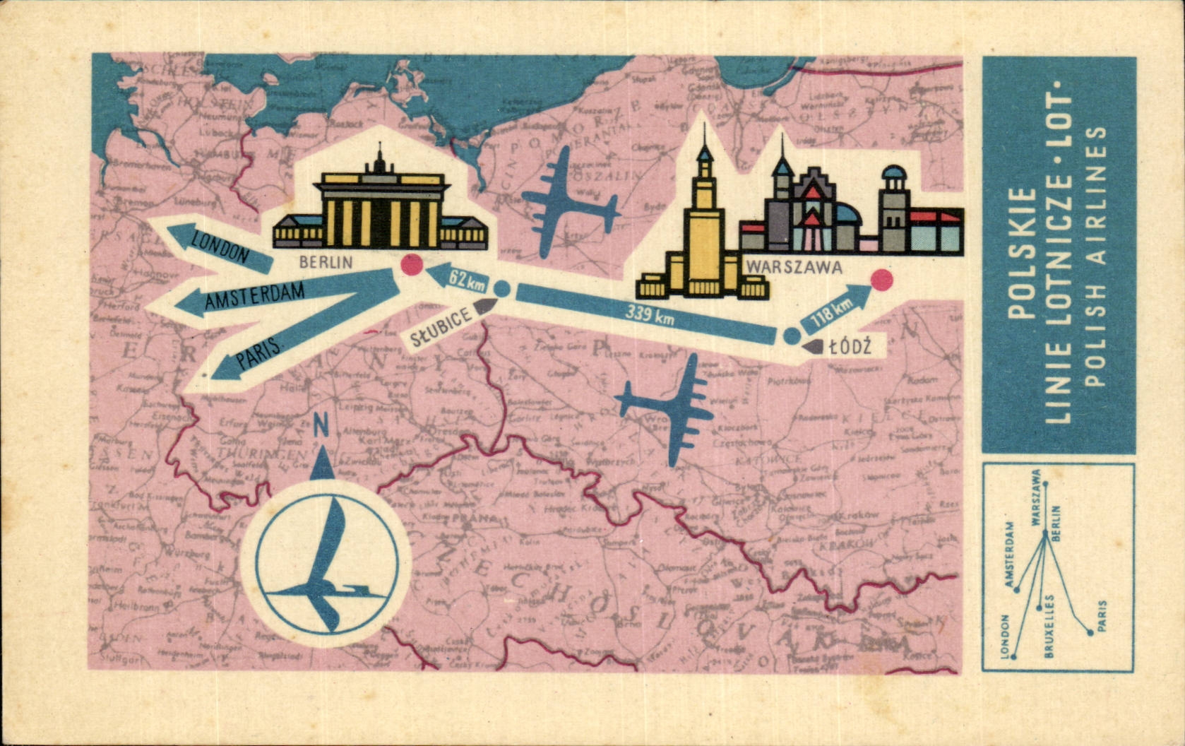 CPA Pologne Poland Polskie Linie Lotnicze Lot Polish airlines Aviation Warszawa Berlin Varsovie DDR