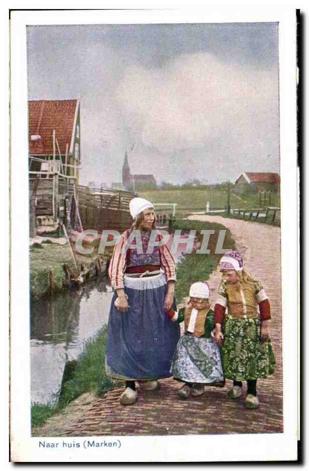 CPA Pays Bas Naar huis Marken Folklore Costume