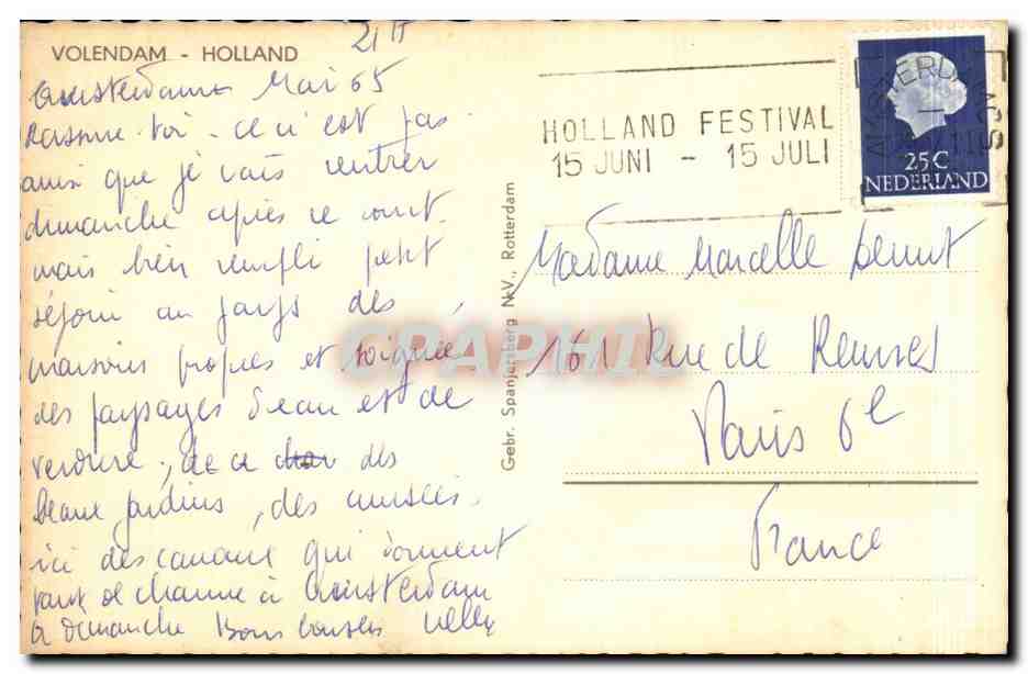 CPA Pays Bas Volendam Holland Folklore Costume — Rückseite