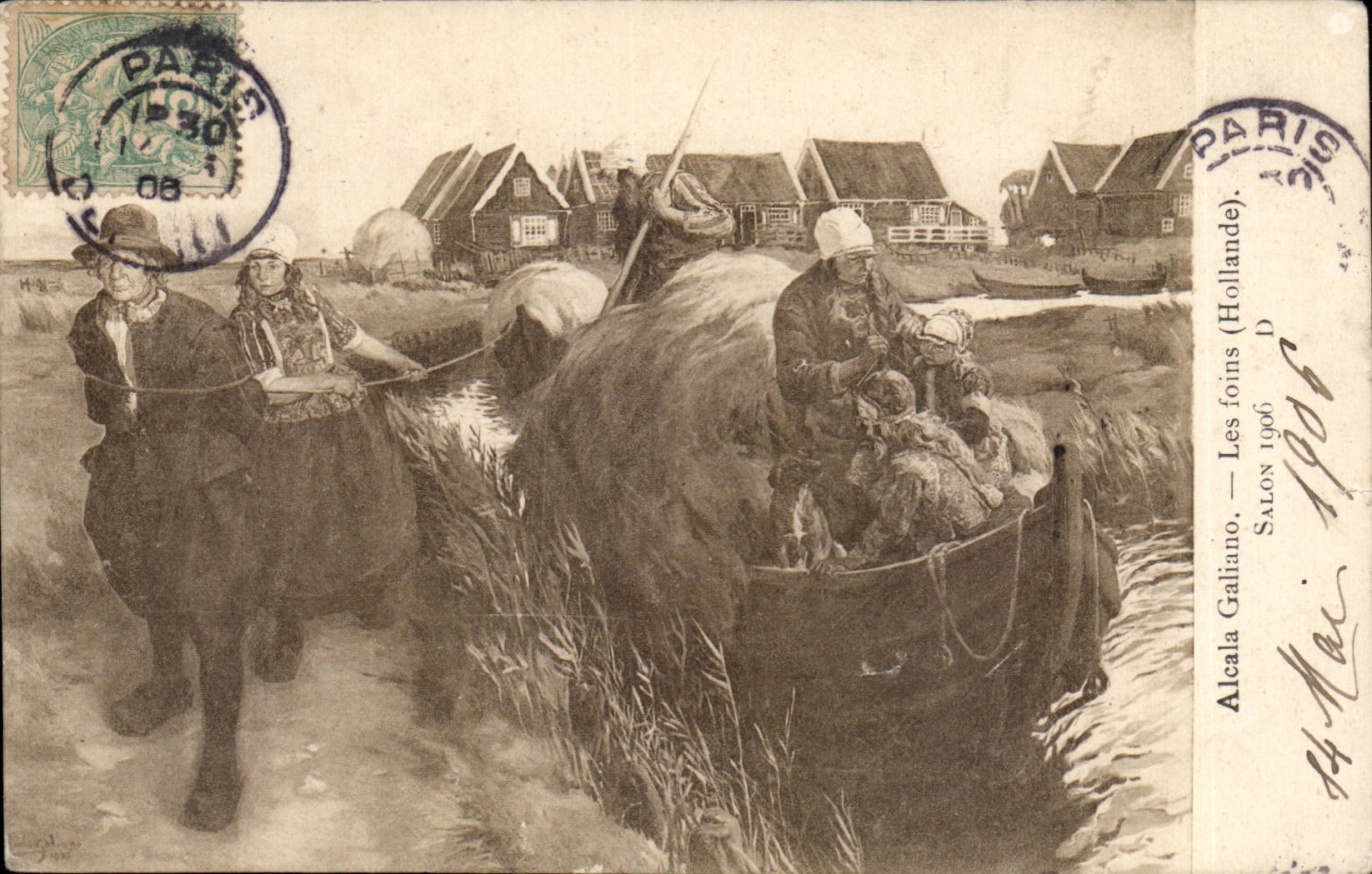 CPA Alcala Galiano Les foins Hollande Salon 1906