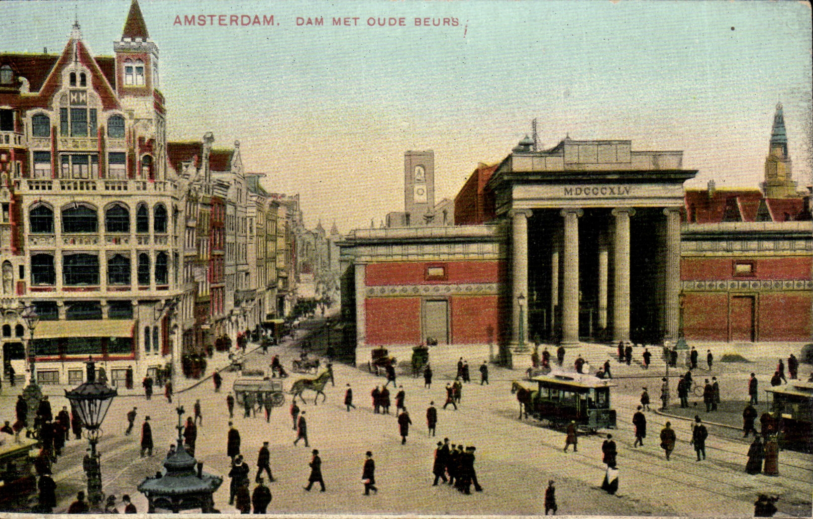 CPA Pays Bas Amsterdam Dam Met oude Beurs