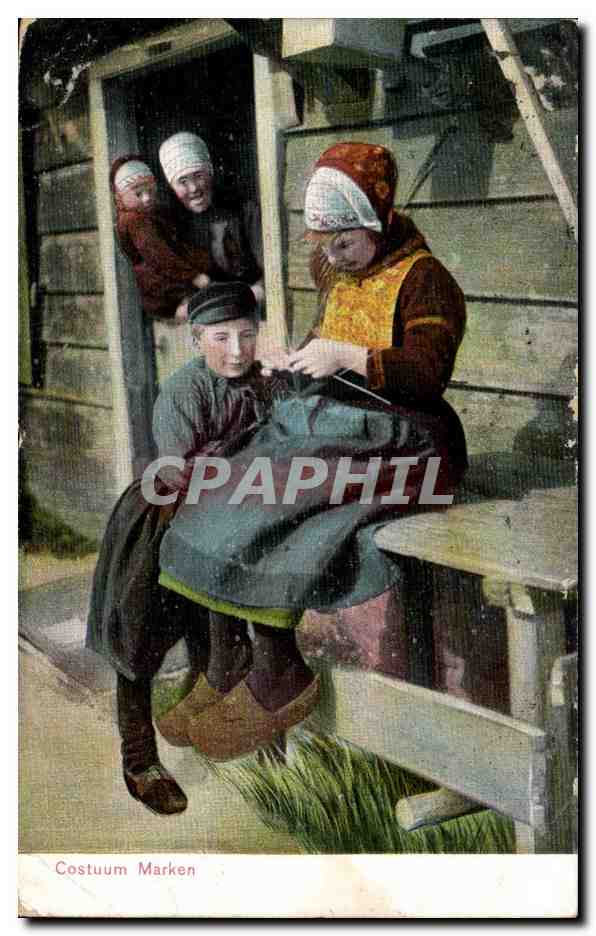CPA Pays Bas Costuum Marken Folklore Coiffe Enfants