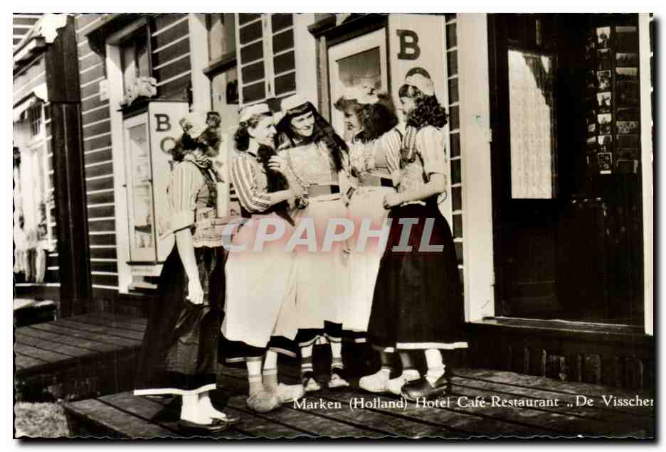CPA Pays Bas Marken Holland Hotel Cafe Restaurant De Visscher 