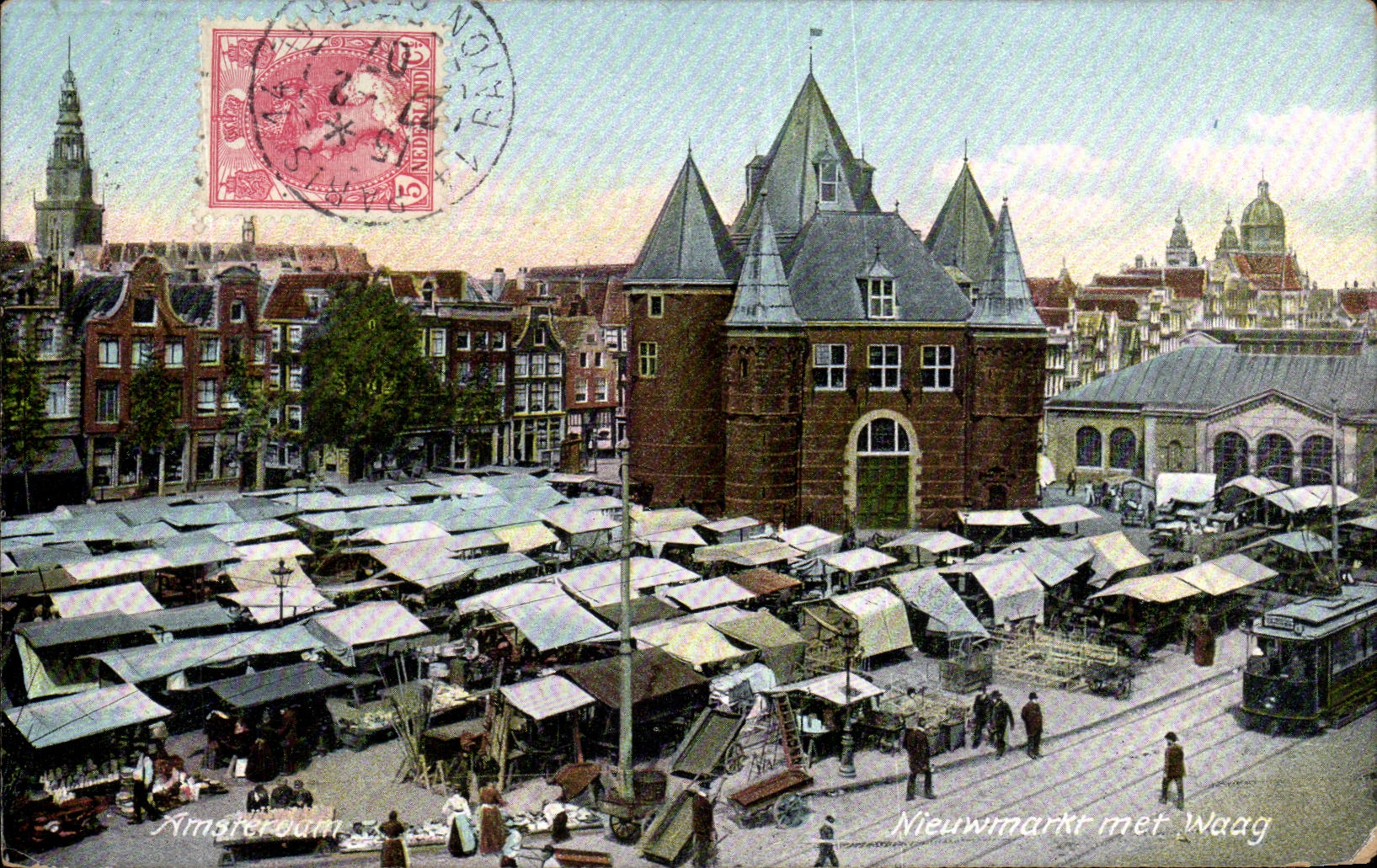 Nieuwmarkt con la Báscula — Amsterdam — Algemeene Postvereeniging