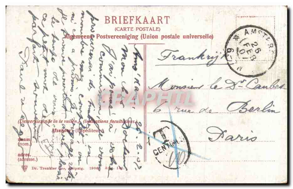 Nieuwmarkt con la Báscula — Amsterdam — Algemeene Postvereeniging — Reverso