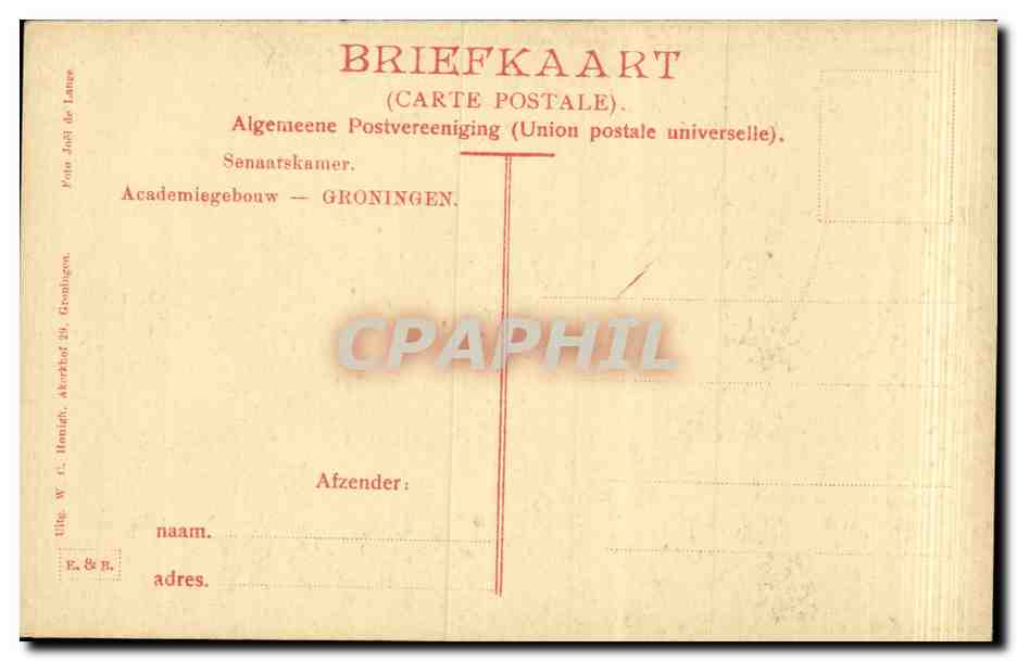 CPA Pays Bas Academiegebouw Groningen — Rückseite