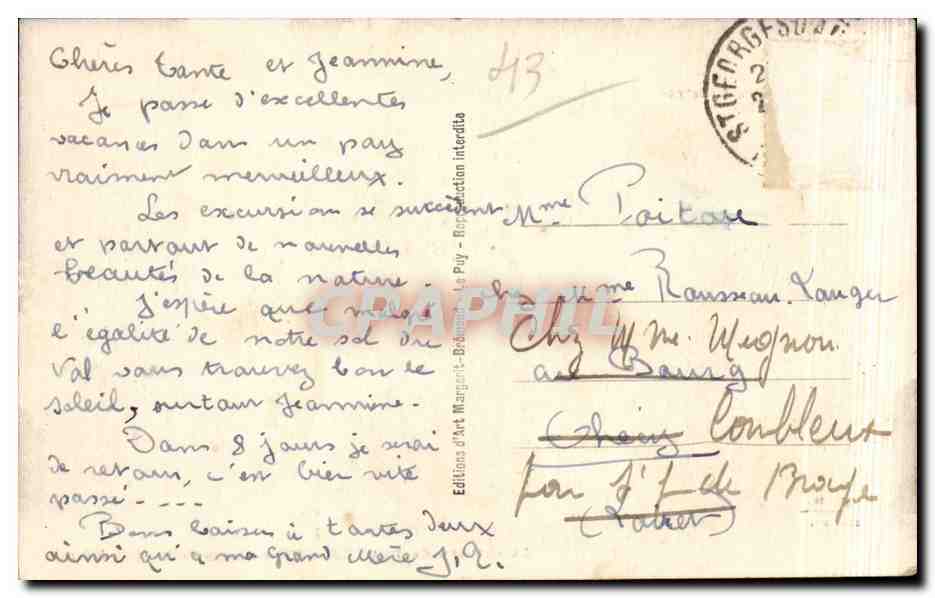 CPA Le chateau de Flaghac restaure — Verso