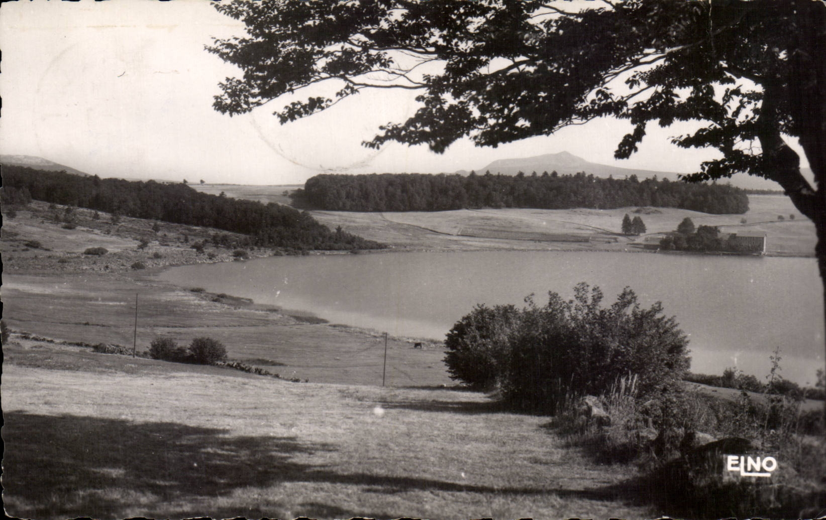 CPSM Lac de Saint Front Paysage sur un coin du lac et le chalet restaurant Perpective du Mont Mezenc