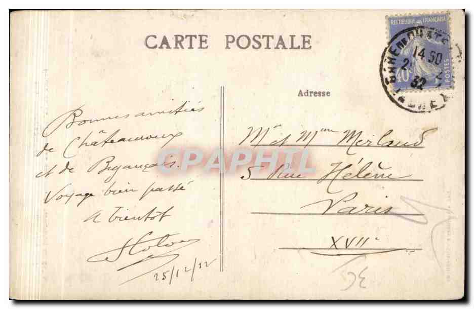 CPA Chateauroux Le chateau Raoul N — Rückseite