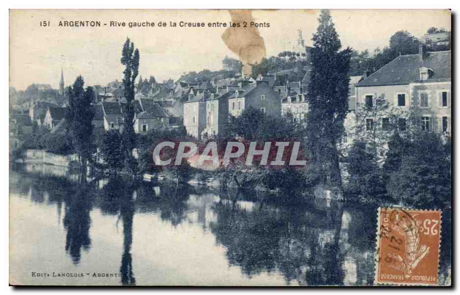 Argenton - Rive gauche de la Creuse entre les 2 Ponts — Edit. Langlois - Argenton