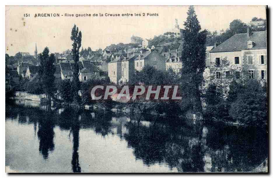 Argenton - Linker Ufer der Creuse zwischen den beiden Brücken — unbekannter Verlag, Seriennummer 151