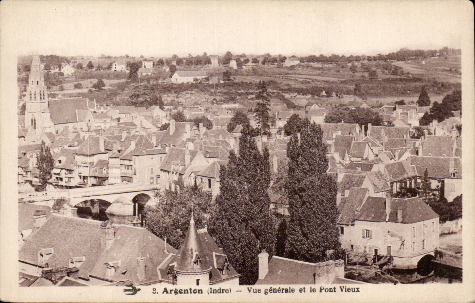 Argenton (Indre) — Allgemeiner Blick und der Alte Brücke — Nr. 3