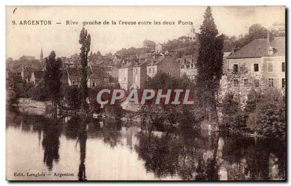 CPA Argenton Rive gauche de la Creuse entre les deux ponts