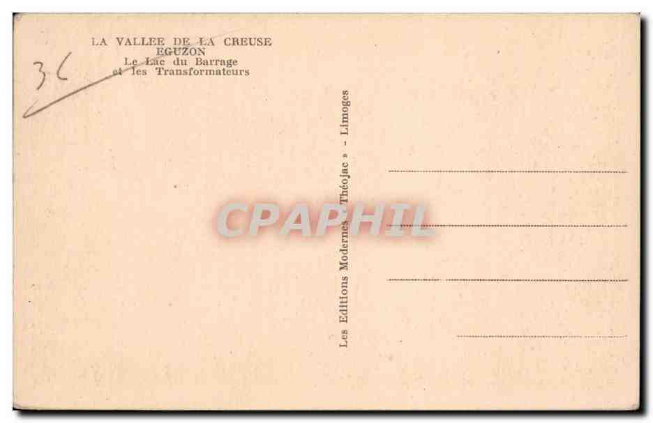 CPA Vallee de la Creuse Barrage d'Eguzon Le lac du barrage et les transformateurs — Rückseite