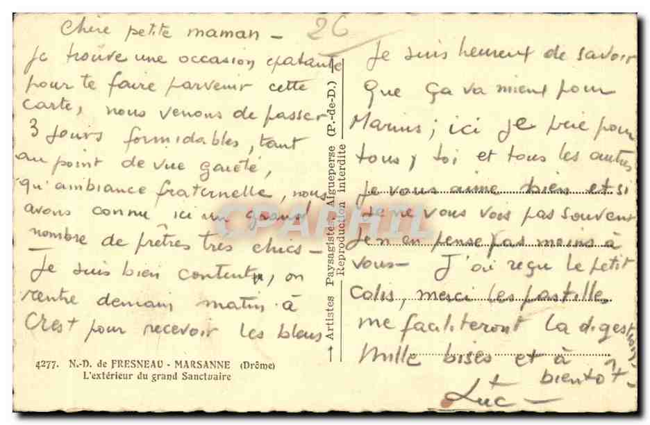 L'extérieur du grand Sanctuaire — Fresneau (Drôme) — Artistes — Rückseite