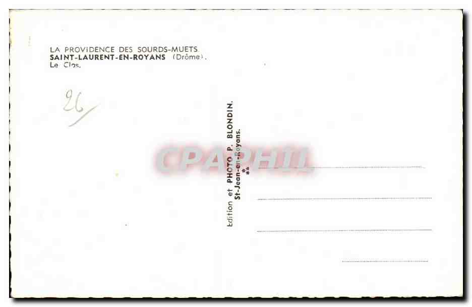 CPA Providence des Sourds et muets Saint Laurent en Royans Le clos — Rückseite