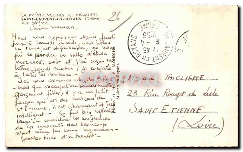 CPSM Providence des Sourds et muets Saint Laurent en Royans Vue generale — Rückseite