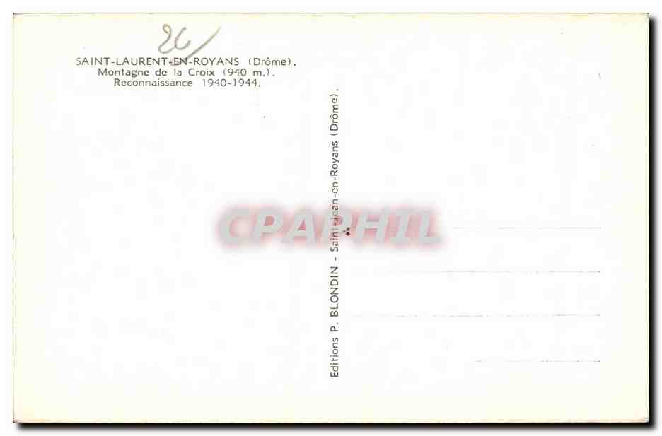 Montagne de la Croix — Saint-Laurent-en-Royans (Drôme) — Éditions P. BLONDIN — Reverso