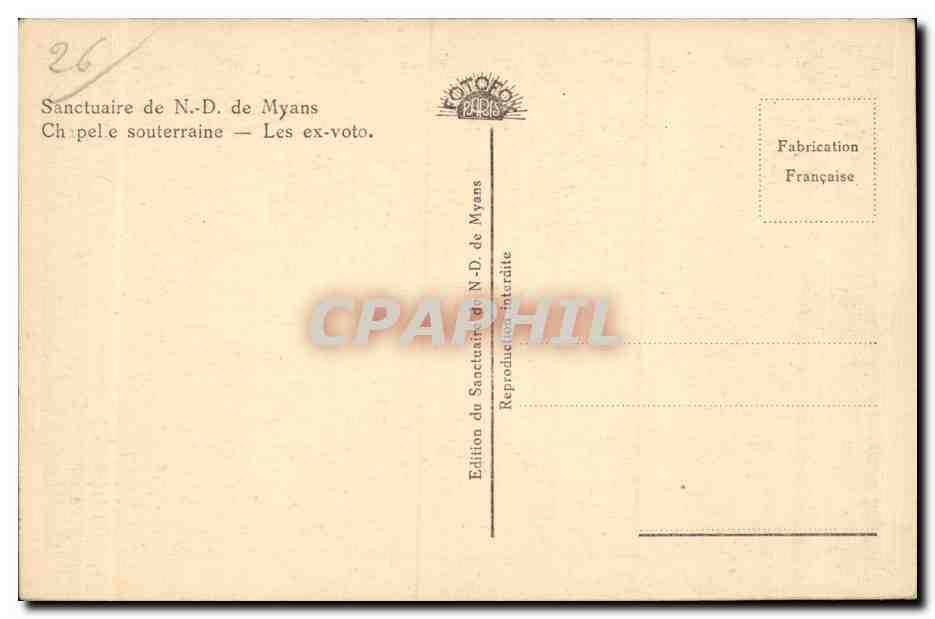 CPA Sanctuaire de ND de Myans Chapelle souterraine Les ex voto — Rückseite
