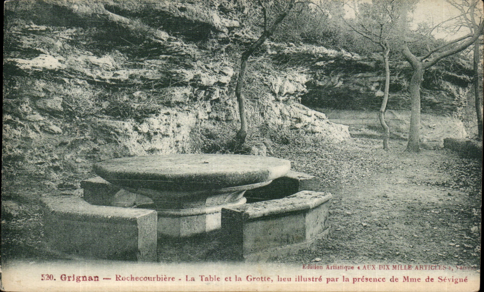 Grignan — Rochecourbière — La Table et la Grotte, lieu illustré par la présence de Mme de Sévigné