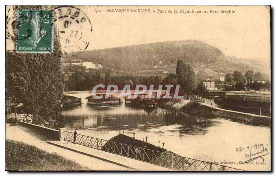 CPA Besancon les Bains Pont de la Republique et Fort Bregille