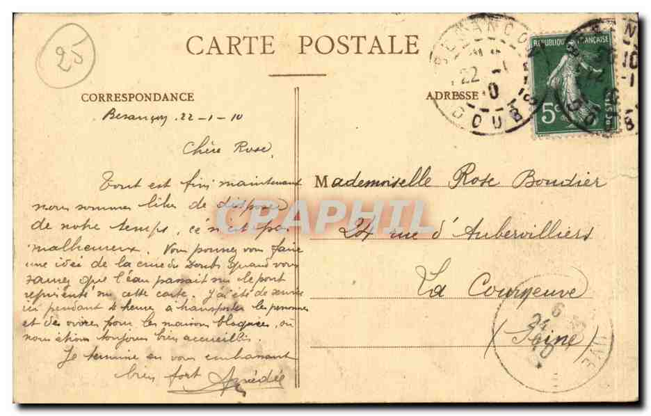 CPA Besancon les Bains Pont de la Republique et Fort Bregille — Rückseite