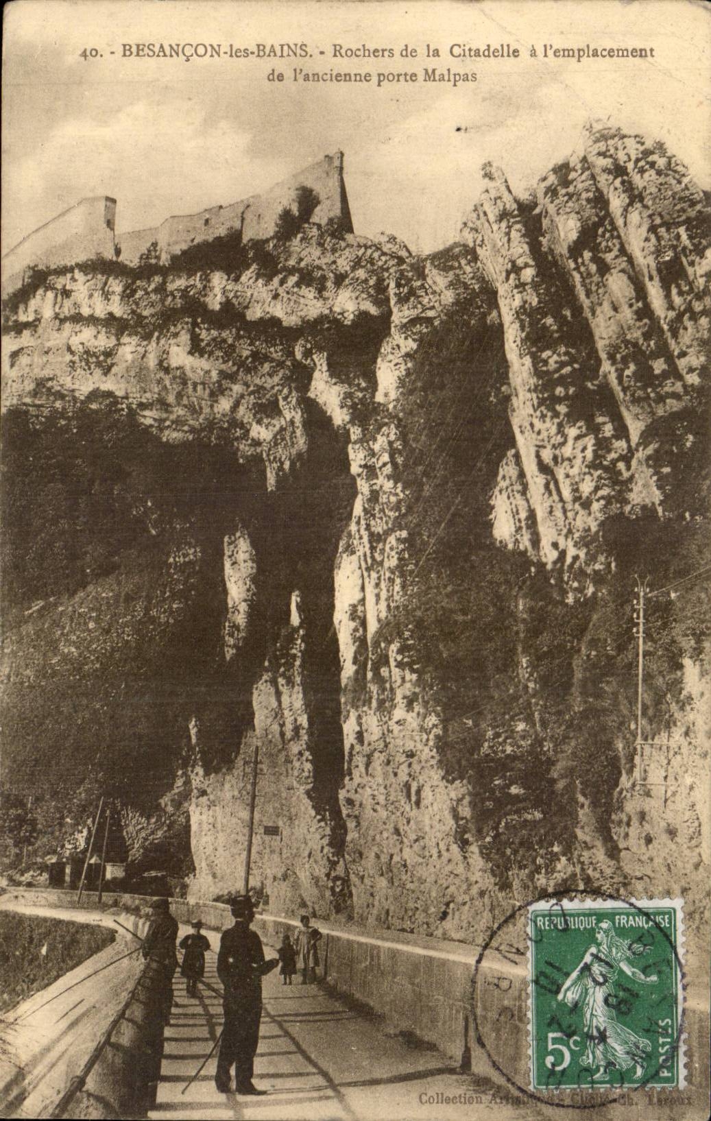 Besançon-les-Bains - Rochers de la Citadelle à l'emplacement de l'ancienne porte Malpas — Collection A. Chauvet, n°40