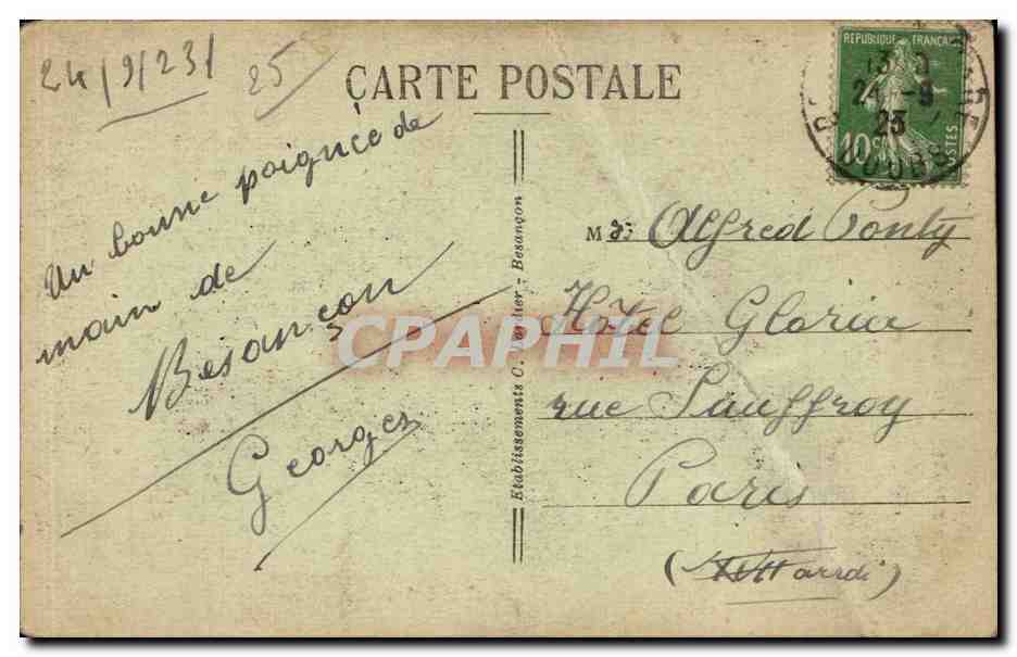 CPA Besancon les Bains Le Doubs a Tarragnoz — Rückseite