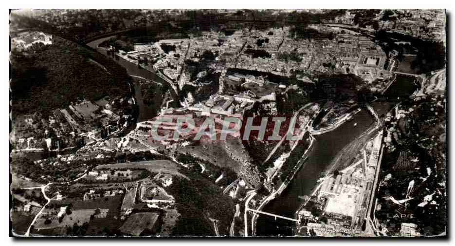 CPSM Besancon les Bains La ville et le meandre du Doubs