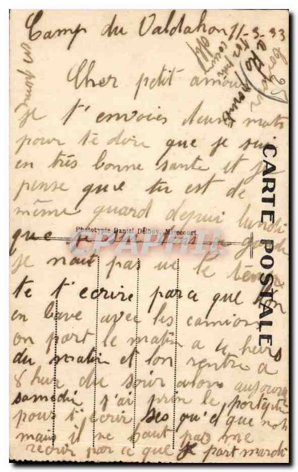 Camp du Valdahon — Allée principale — Edition Gromer, cantinier — Rückseite