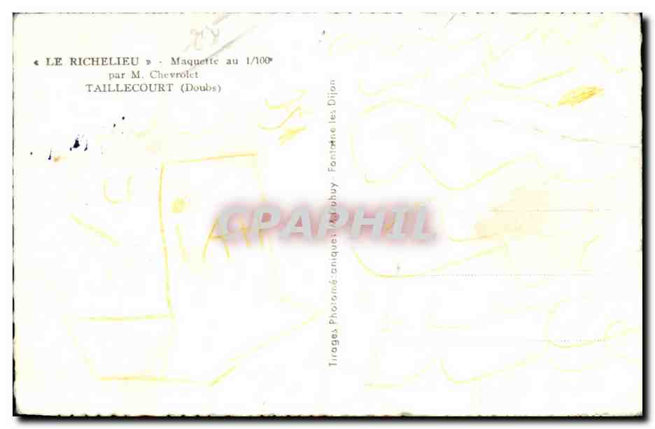 CPSM Le Richelieu Maquette au 1/100eme par M Chevrolet Taillecourt Doubs — Rückseite