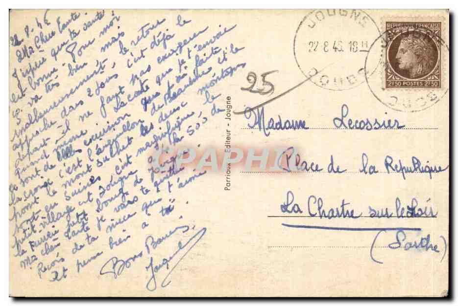 CPA Jougne Bas du village et vallee du Suchet — Verso