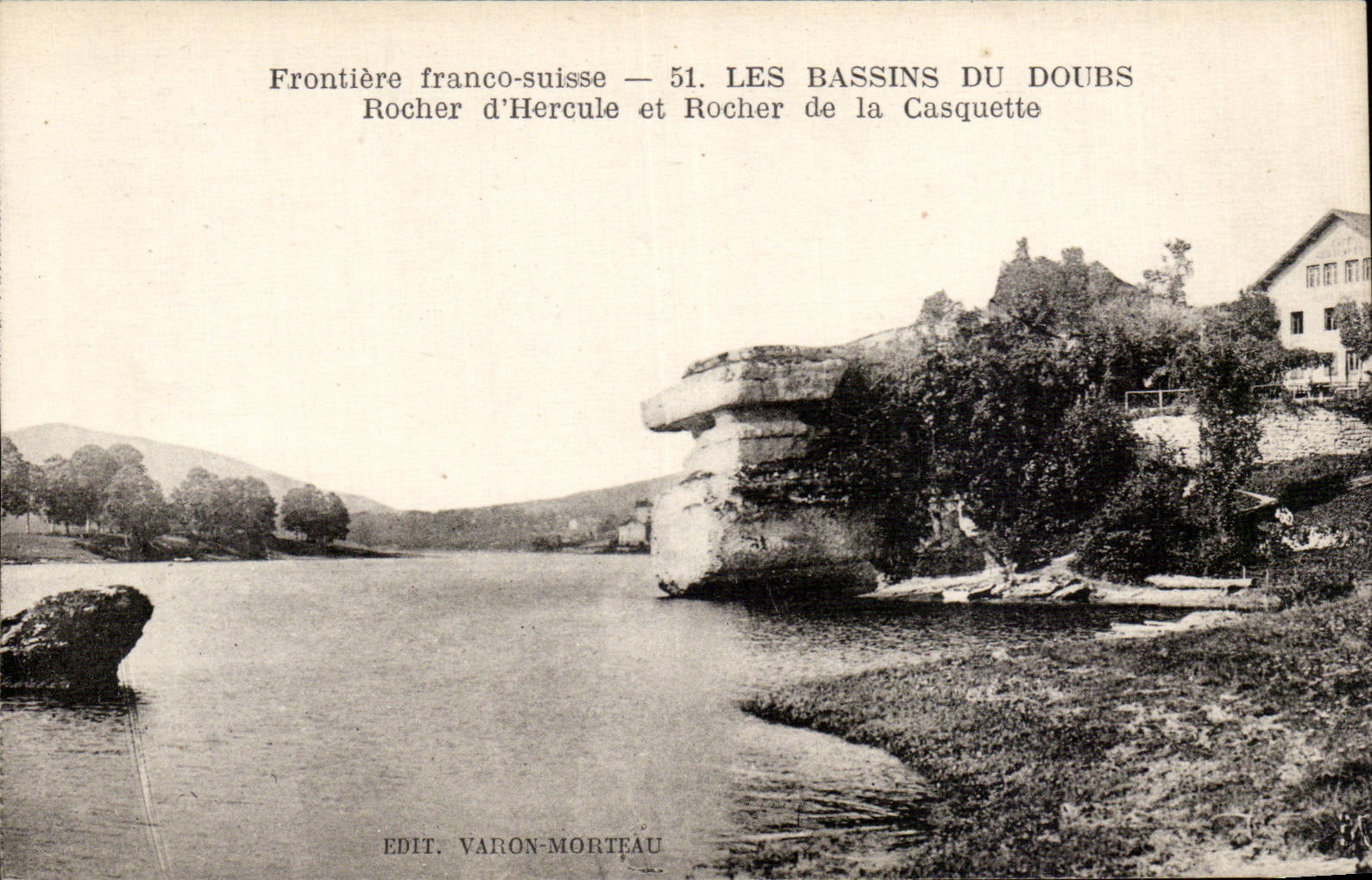 Grenze Frankreich-Schweiz — 51. Die Basins des Doubs — Felsen von Hercules und Capuchin — Edit. Varon-Morteau