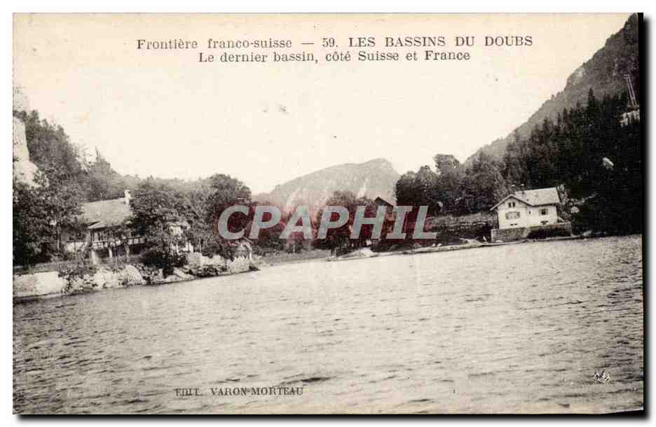 CPA Frontiere Franco suisse Les bassins du Doubs Le dernier bassin cote Suisse et France