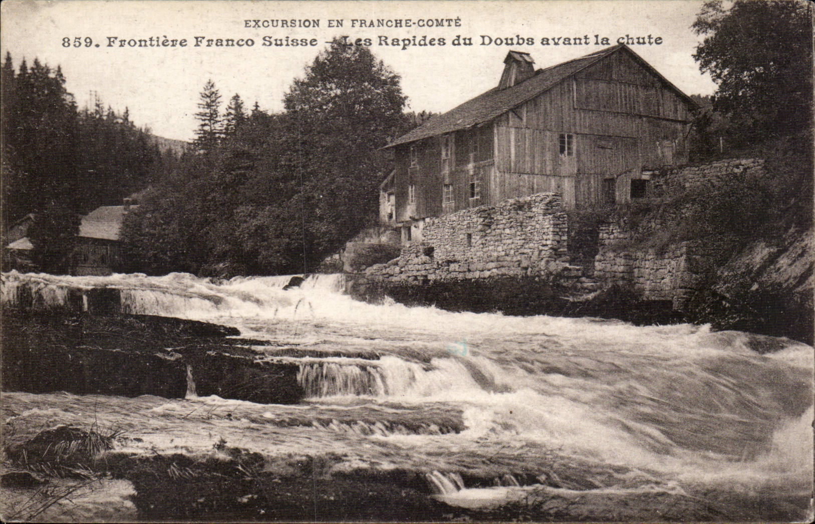 CPA Frontiere Franco suisse Les rapides du Doubs avant la chute