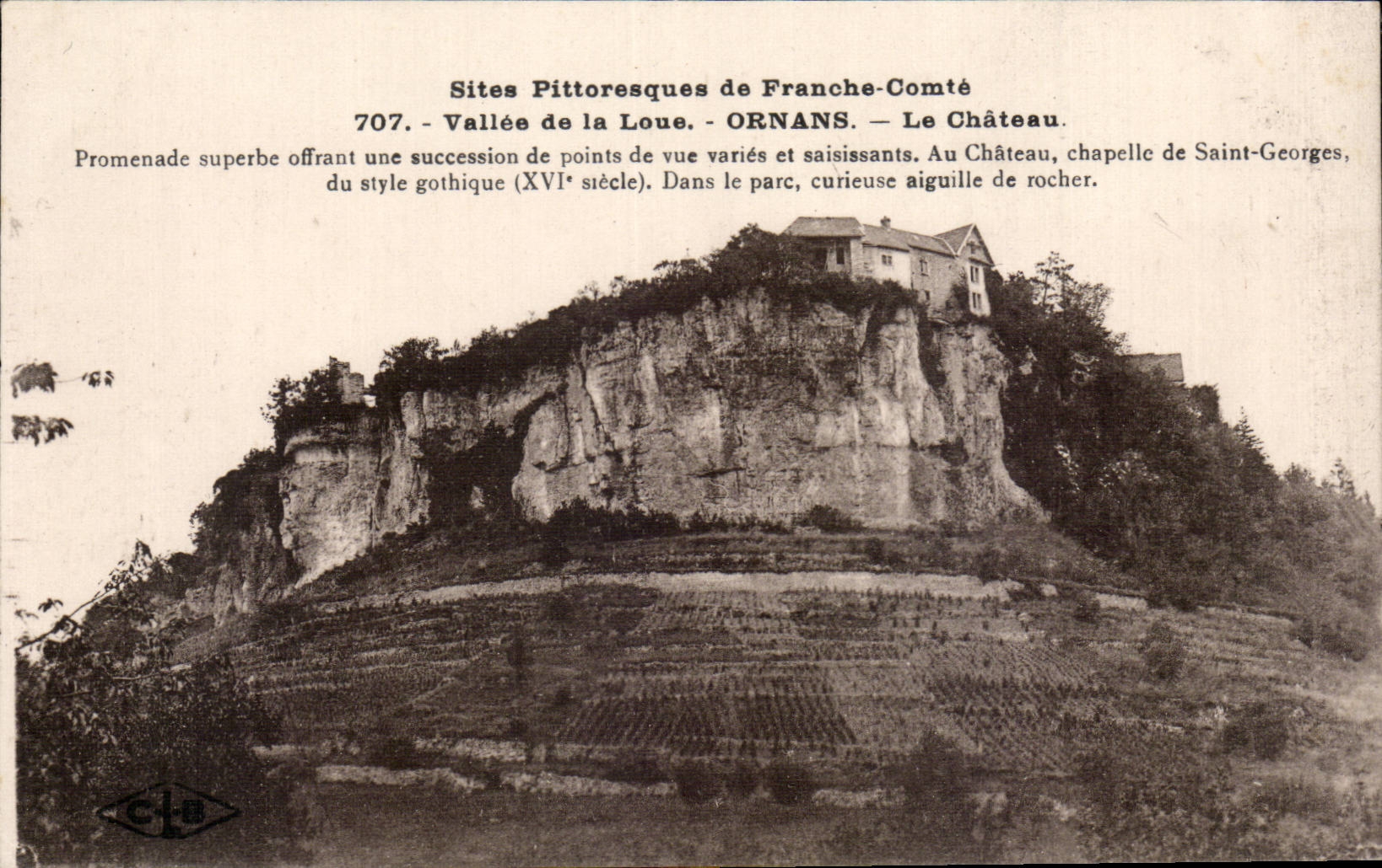 Vallée de la Loue - Ornans — Le Château, chapelle de Saint-Georges — Sites Pittoresques de Franche-Comté, n°707